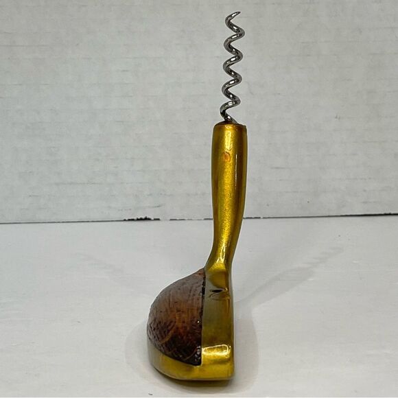 Golf Putter Corkscrew Brass Varnish Wood Barware Mancave Unique SHR 518 Vintage - Picture 5 of 12